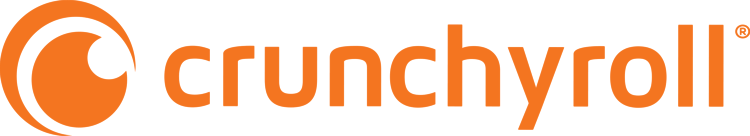 Orange logo and text. The picture on the left is a circular icon shaped like an anime eye, and the name Crunchyroll in lowercase